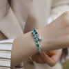 Esmera™ – Snake Bone Bracelet with Cultured Emerald | S925 Sterling Silver | Handcrafted Luxury