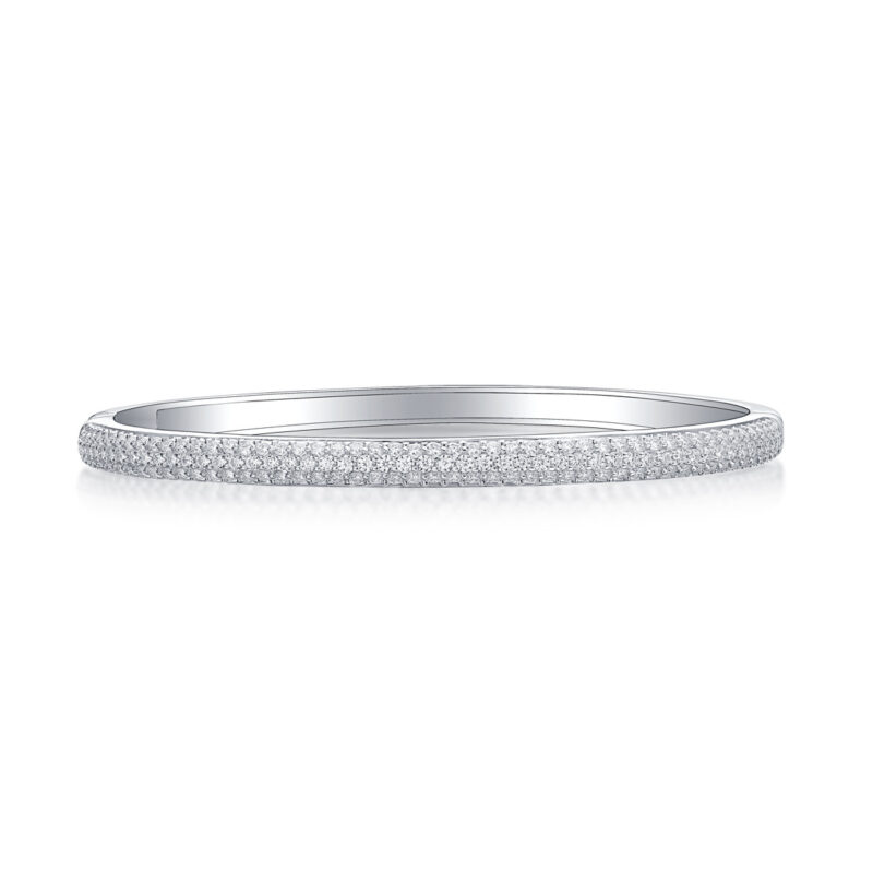Luméa™ – Half-Circle Moissanite Stacking Bracelet | 925 Silver Plated 18K White Gold - Image 2