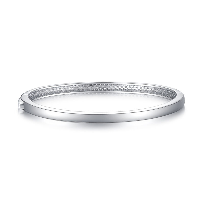 Luméa™ – Half-Circle Moissanite Stacking Bracelet | 925 Silver Plated 18K White Gold - Image 3