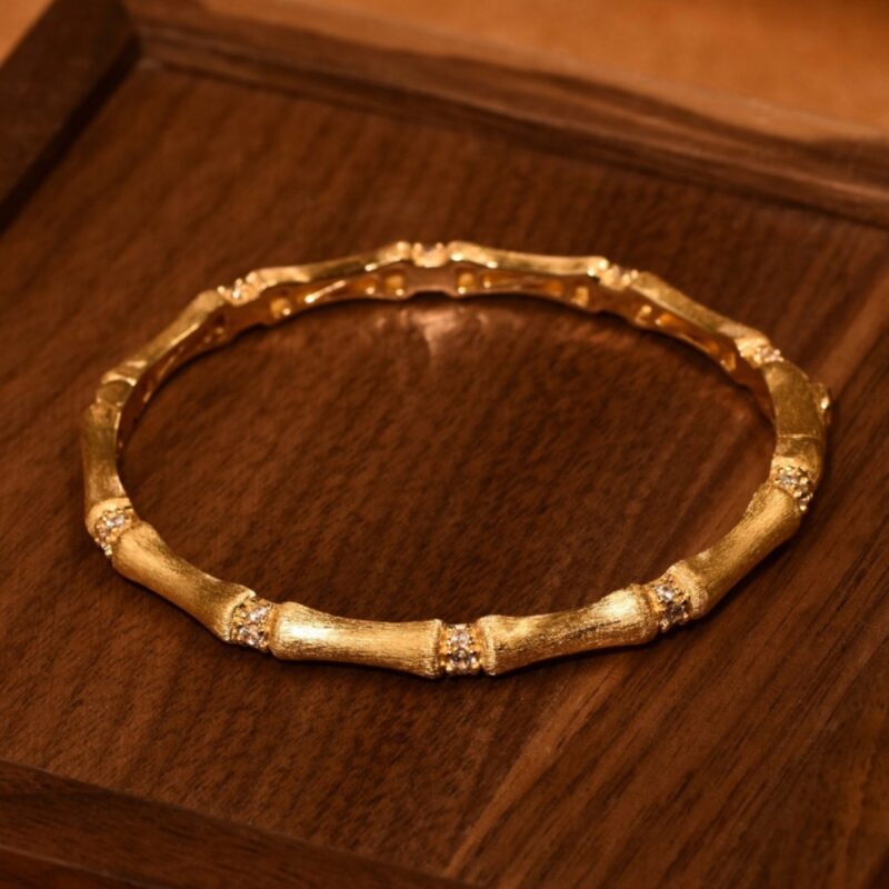 SilkBone™ – Brushed Diamond-Style Bracelet | S925 Silver | Gold-Plated Finish - Image 6
