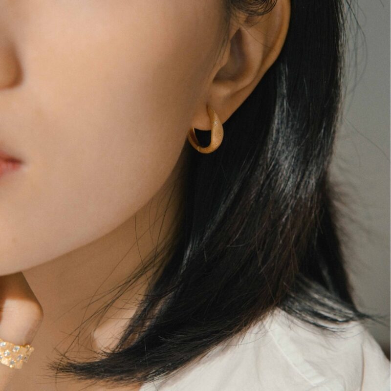 Frysta™ – Cold Style Brushed Earrings | 925 Sterling Silver | Gold-Plated Minimalist Elegance - Image 2