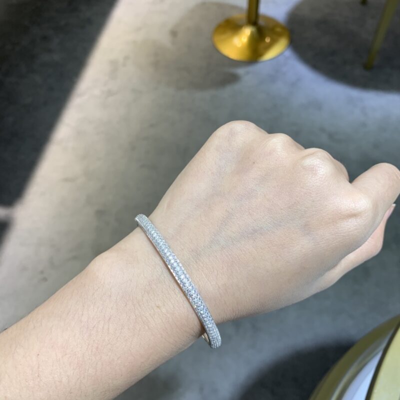 Luméa™ – Half-Circle Moissanite Stacking Bracelet | 925 Silver Plated 18K White Gold - Image 4