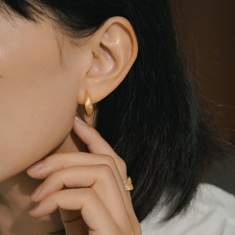 Frysta™ – Cold Style Brushed Earrings | 925 Sterling Silver | Gold-Plated Minimalist Elegance - Image 3