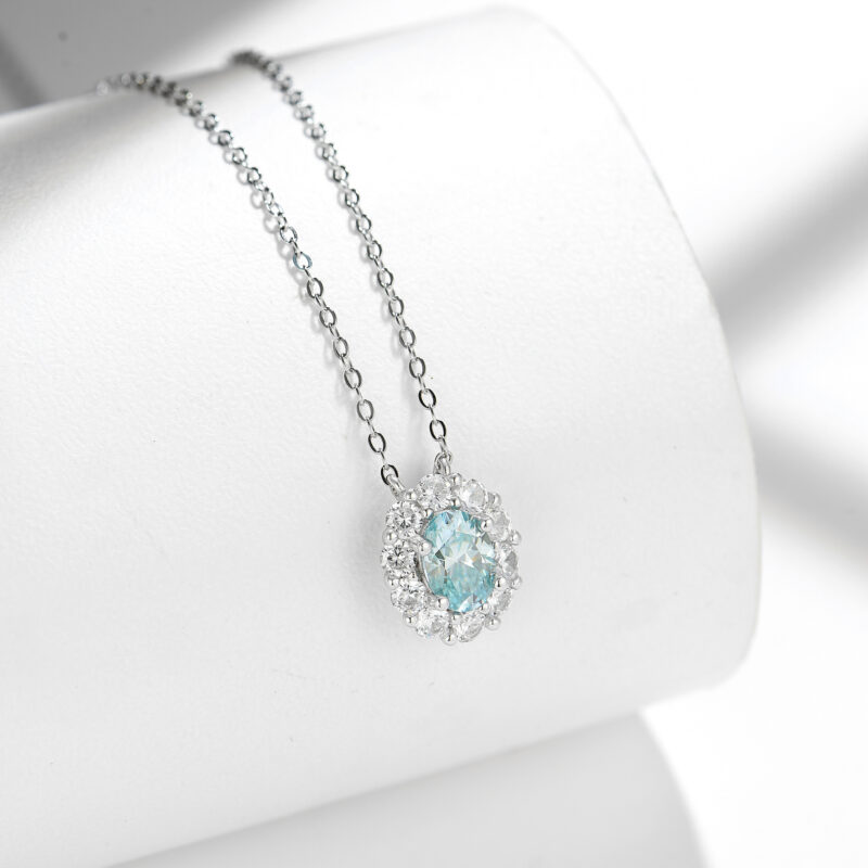 Lac Bleu™ – Paraiba Lake Blue Moissanite Pendant | S925 Sterling Silver 18K Gold-Plated Necklace - Image 2