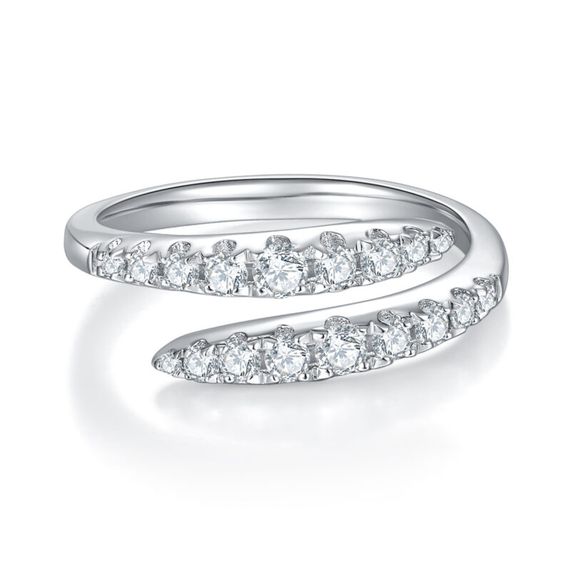 Lumière™ – Double Row Moissanite Open Ring | S925 Silver Gold-Plated - Image 2