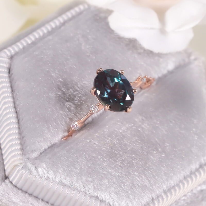 Lunelle™ – S925 Silver Alexandrite Ring | 6x8mm Oval Color-Changing Gem - Image 6