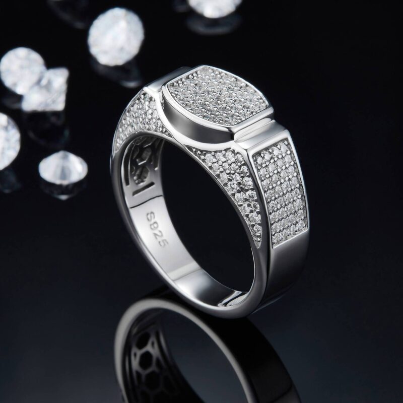 StellarCrown™ – Full Diamond Moissanite Ring | S925 Sterling Silver | Bold Men's Statement Ring - Image 6