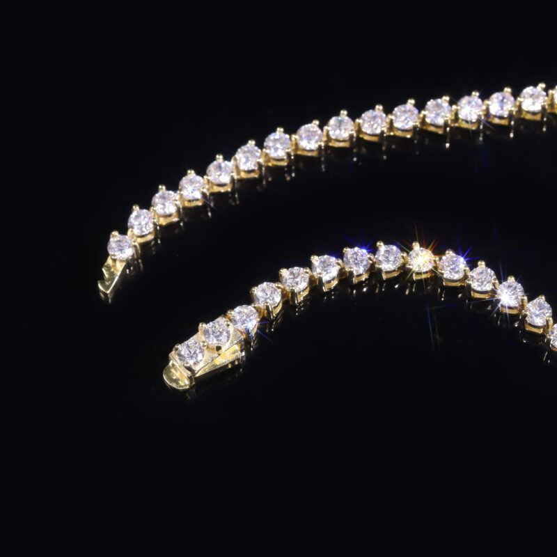 LumiLink™ – 2.7mm Moissanite Tennis Bracelet | S925 Sterling Silver Gold-Plated | High-Shine Elegance - Image 2