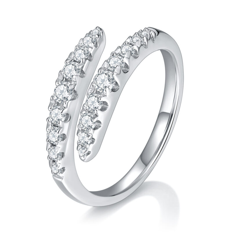 Lumière™ – Double Row Moissanite Open Ring | S925 Silver Gold-Plated - Image 8
