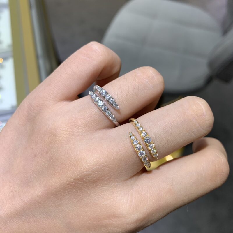 Lumière™ – Double Row Moissanite Open Ring | S925 Silver Gold-Plated - Image 7