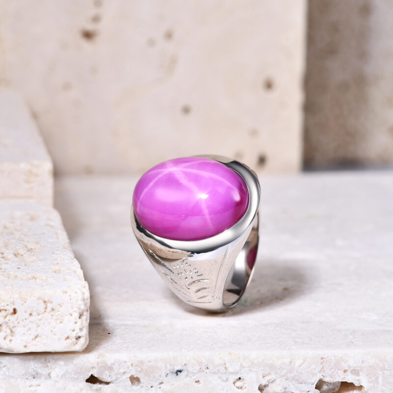 Celestia™ – S925 Sterling Silver Starlight Ruby & Sapphire Ring | 12x16mm Oval Gemstone - Image 3