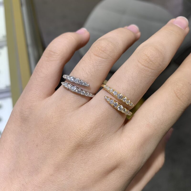 Lumière™ – Double Row Moissanite Open Ring | S925 Silver Gold-Plated - Image 6