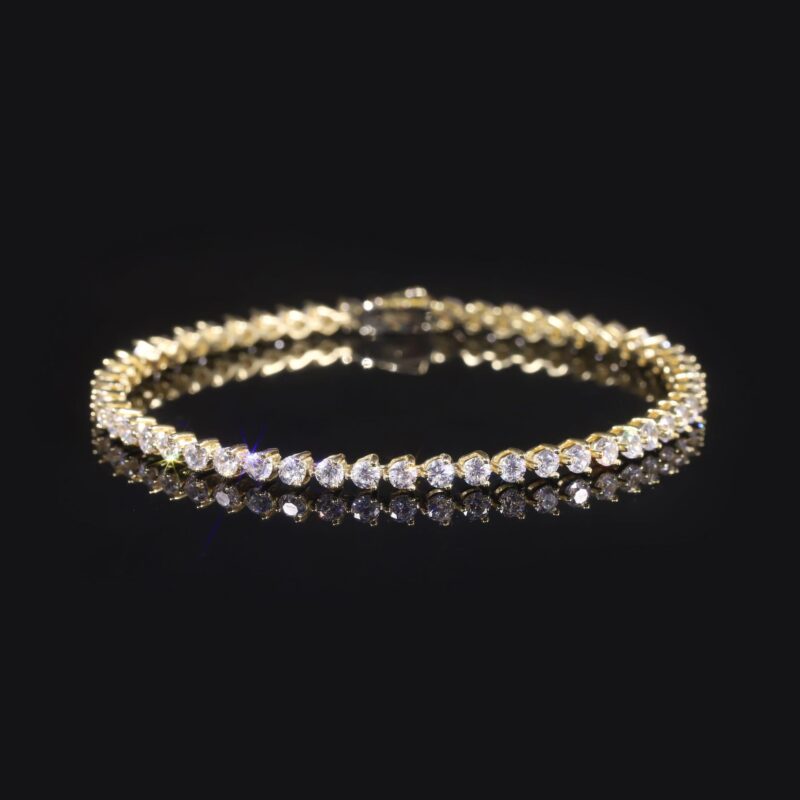 LumiLink™ – 2.7mm Moissanite Tennis Bracelet | S925 Sterling Silver Gold-Plated | High-Shine Elegance - Image 3
