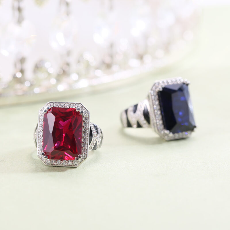 RoyalFang™ – Original Tiger Pattern Sapphire & Ruby Ring | 925 Sterling Silver | Unisex Statement Ring