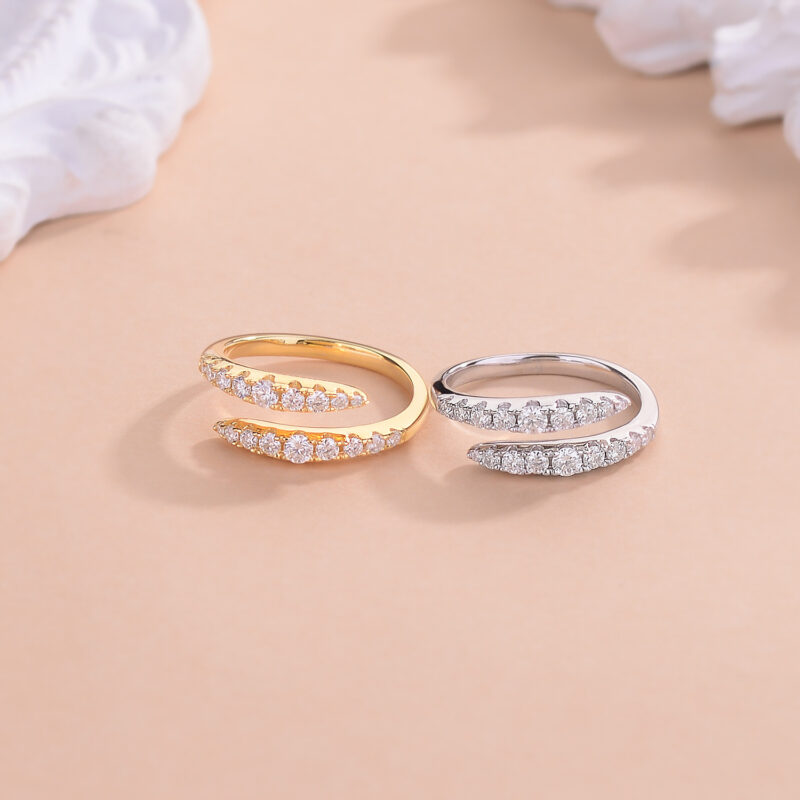 Lumière™ – Double Row Moissanite Open Ring | S925 Silver Gold-Plated - Image 5