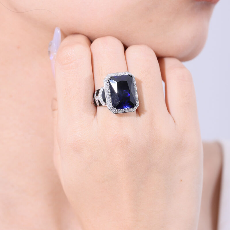 RoyalFang™ – Original Tiger Pattern Sapphire & Ruby Ring | 925 Sterling Silver | Unisex Statement Ring - Image 4