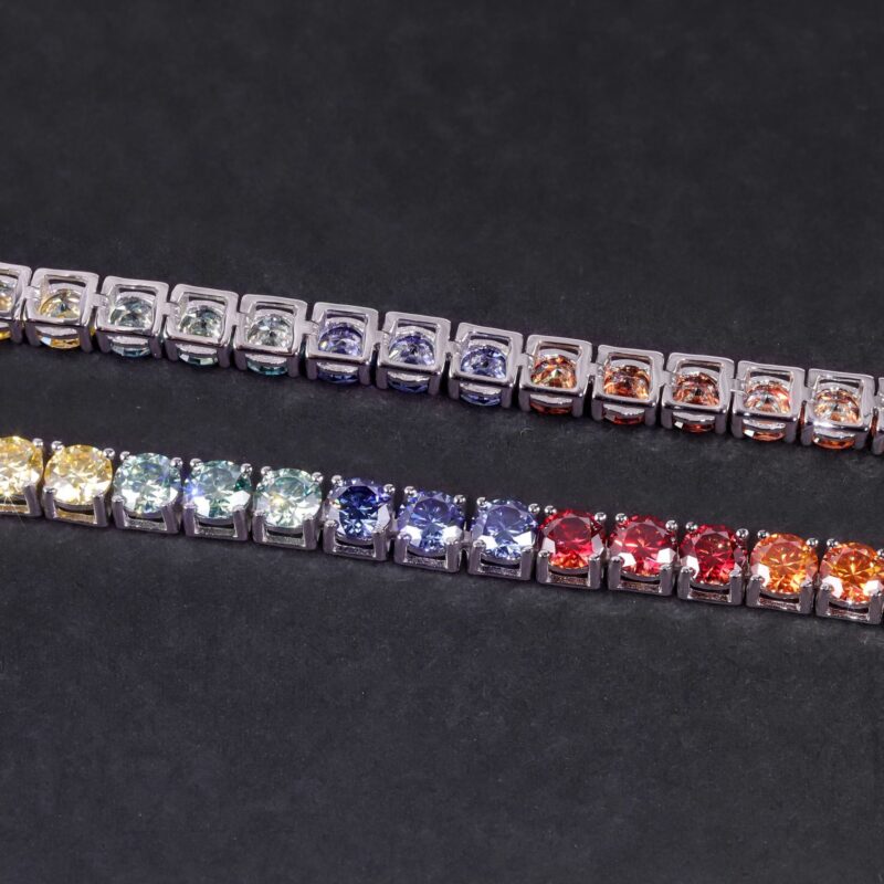 AuroraGleam™ – Rainbow Moissanite Tennis Bracelet | 925 Sterling Silver | Light Luxury Unisex Design - Image 3