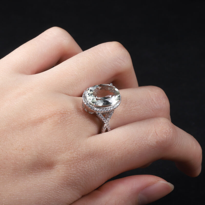 LunaVerde™ – Green Amethyst Ring | 925 Sterling Silver | Natural 10×14mm Gemstone - Image 3