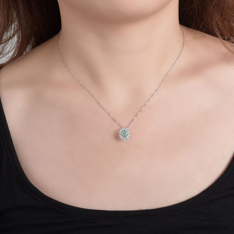 Lac Bleu™ – Paraiba Lake Blue Moissanite Pendant | S925 Sterling Silver 18K Gold-Plated Necklace - Image 7