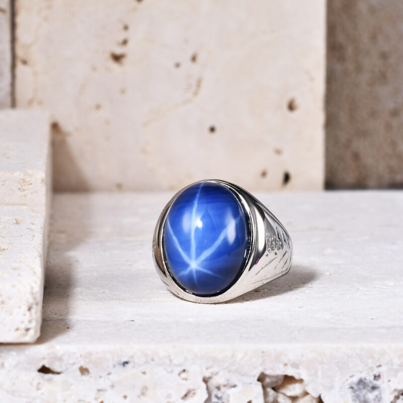 Celestia™ – S925 Sterling Silver Starlight Ruby & Sapphire Ring | 12x16mm Oval Gemstone - Image 2