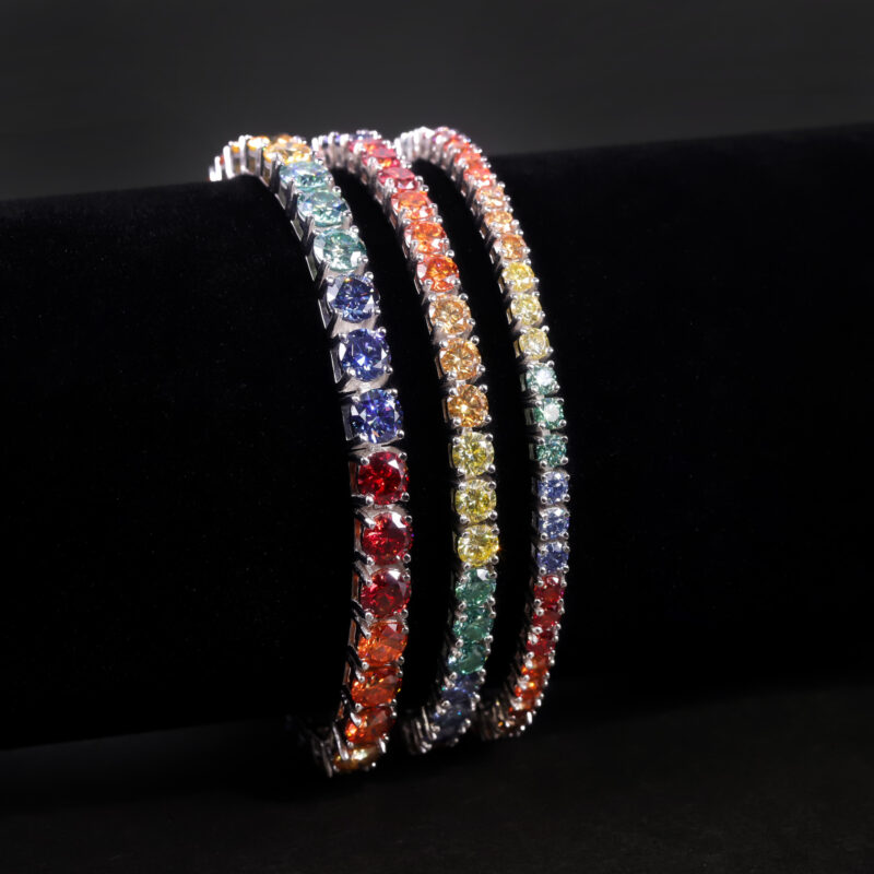 AuroraGleam™ – Rainbow Moissanite Tennis Bracelet | 925 Sterling Silver | Light Luxury Unisex Design - Image 5