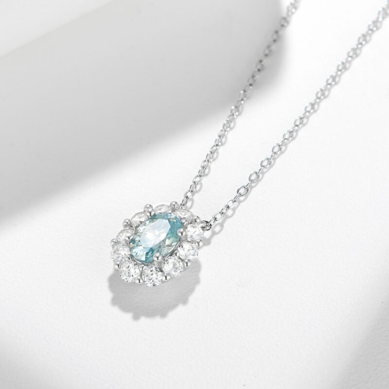 Lac Bleu™ – Paraiba Lake Blue Moissanite Pendant | S925 Sterling Silver 18K Gold-Plated Necklace - Image 4