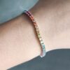 AuroraGleam™ – Rainbow Moissanite Tennis Bracelet | 925 Sterling Silver | Light Luxury Unisex Design