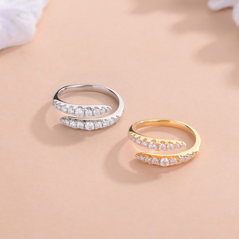 Lumière™ – Double Row Moissanite Open Ring | S925 Silver Gold-Plated - Image 3