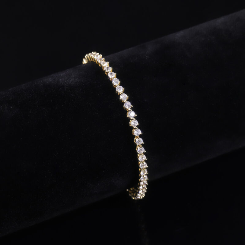 LumiLink™ – 2.7mm Moissanite Tennis Bracelet | S925 Sterling Silver Gold-Plated | High-Shine Elegance - Image 4